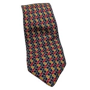 Vintage Jos A Bank Necktie Tie Premier Collection Multicolor Silk Hand Sewn